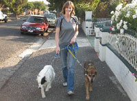 Jo walking Rusty & Tessa