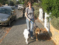 Jo walking Rusty & Tessa