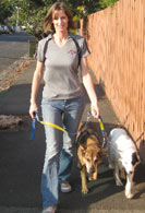 Jo walking Rusty & Tessa